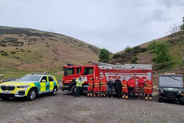 The emergency services that helped save a man who experienced a seizure this morning. Photo: Church Stretton Fire Station Facebook