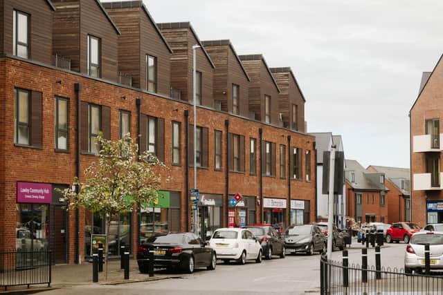 Shops and homes in Birchfield Way