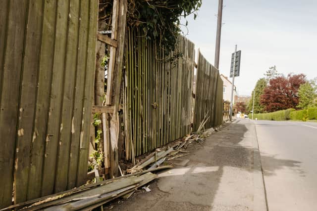 A damaged fence. Photo: Jamie Ricketts