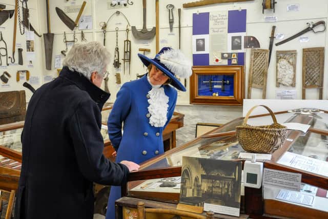 Museum curator Nigel Kerry with the High Sheriff. Photo: Clun Town Hall 