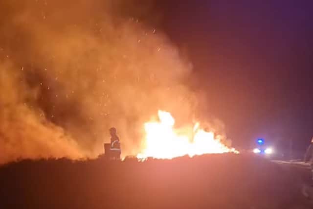 Firefighters tackled a large open fire on the Long Mynd in March. Picture: Church Stretton Fire Station