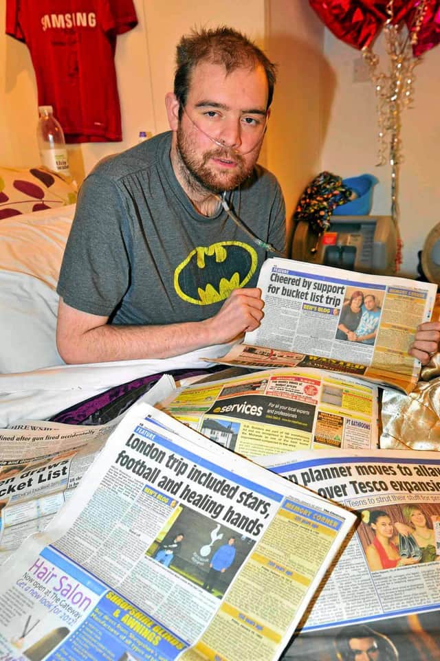 Ben Hughes with his articles in the Shropshire Star and Shrewsbury Chronicle