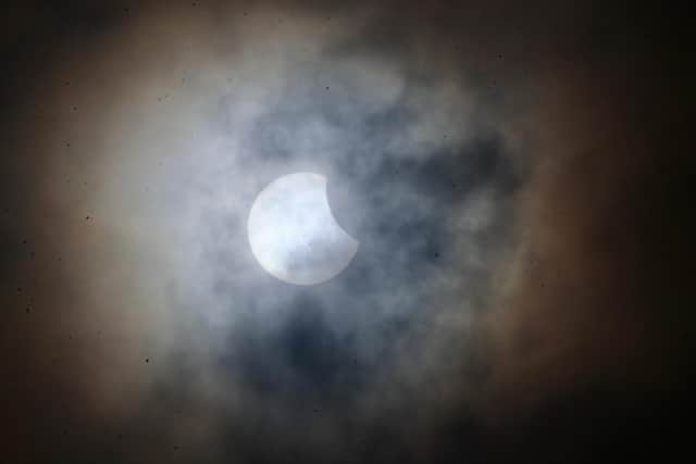 Partial solar eclipse, photographed in Ellesmere on March 29, 2025, by Sue Austin