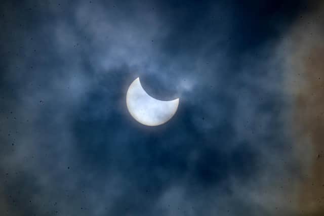 Partial solar eclipse, photographed in Ellesmere on March 29, 2025, by Sue Austin