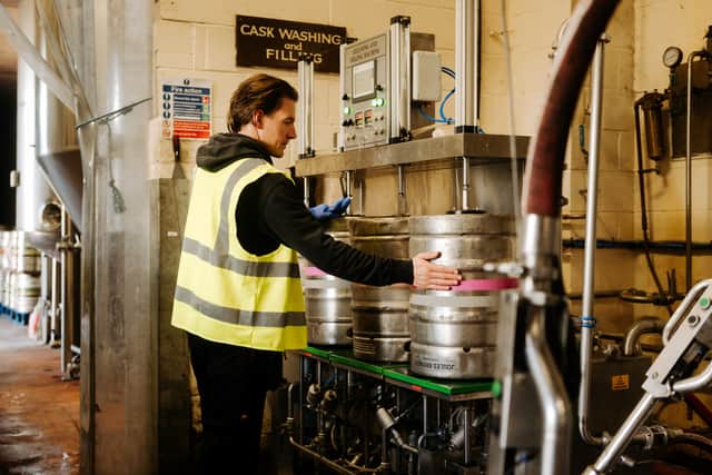 Different beers go through the process at the brewery