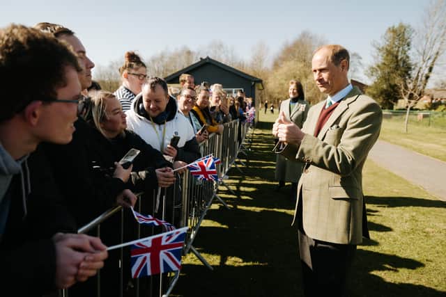 The Duke of Edinburgh, Prince Edward, visits Derwen College in Gobowen near Oswestry.