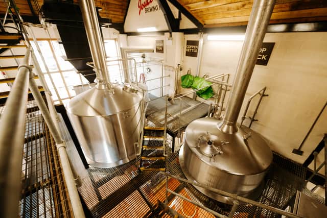 The brewery operates inside a large hall in Market Drayton