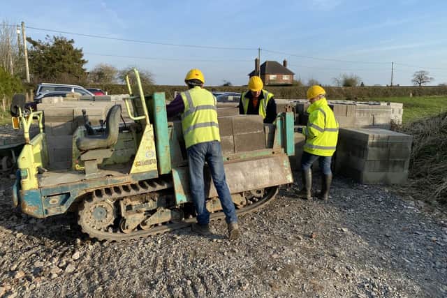 Volunteers had a constant supply of blocks.