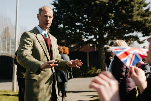 The Duke of Edinburgh, Prince Edward, visits Derwen College in Gobowen near Oswestry.