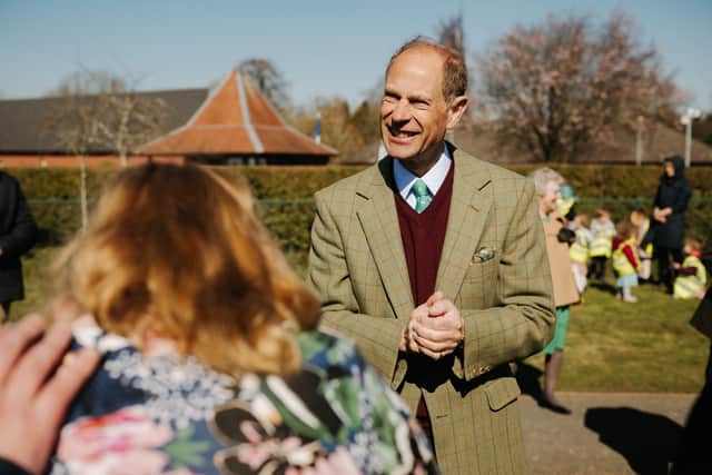The Duke of Edinburgh, Prince Edward, visits Derwen College in Gobowen near Oswestry.