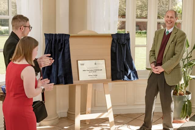 Prince Edward unveiled a plaque. Picture: Derwen College/Stonehouse Photographic.