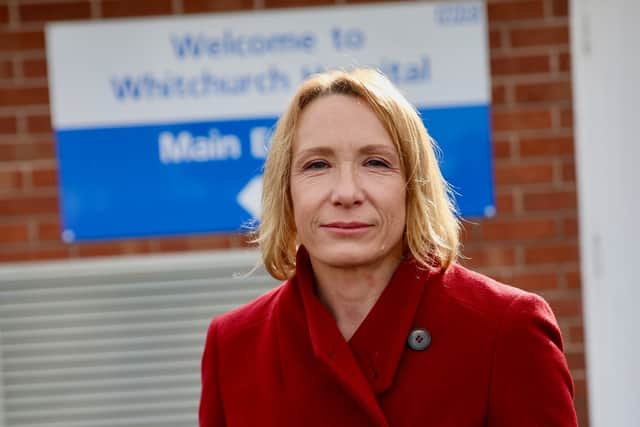 North Shropshire MP Helen Morgan at Whitchurch Hospital.