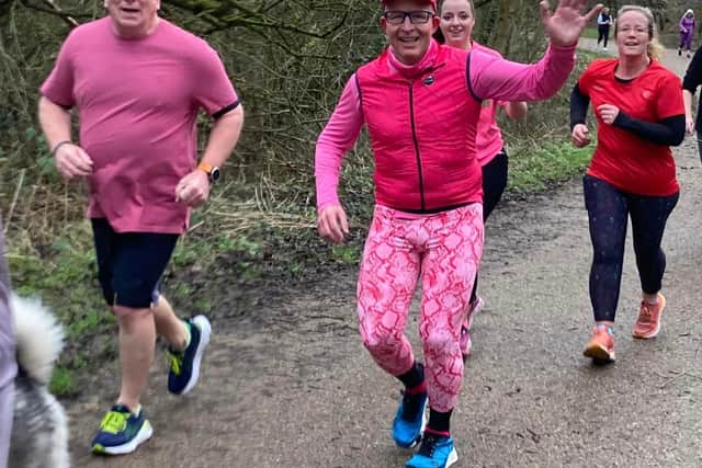 Telford parkrun was a 'sea of pink' in memory of Mel Humphreys. Photo: Kev Brierley