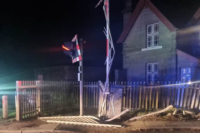 The collision saw a van collide with the barrier at the level crossing. Photo: Church Stretton Fire Station