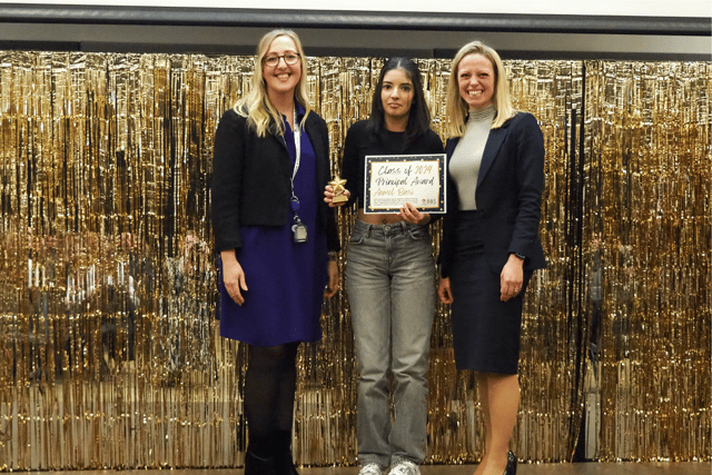 Anmol Basi with her 'Principal's Award'.