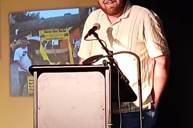 Bishop's Castle Mayor, Josh Dickin, addressed the meeting