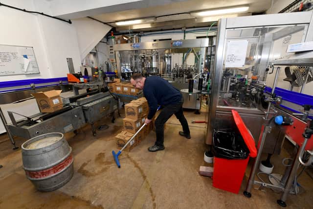 Hobsons is a busy working brewery, with staff working hard all day