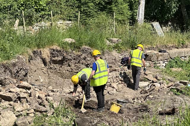 Restoration work on the Crickheath wall. Picture: Shropshire Union Canal Society 