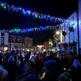 Crowds enjoying last year’s Christmas lights and the switch-on event in Kington. Image: Andy Compton