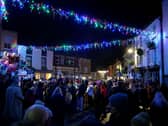 Crowds enjoying last year’s Christmas lights and the switch-on event in Kington. Image: Andy Compton