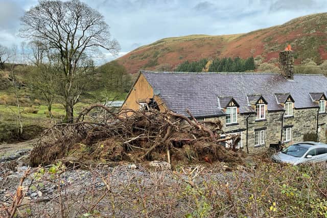 A landslide caused trees to damage the farmhouse. Picture: Trevor Bates