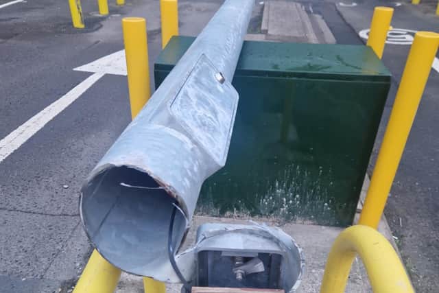 The pole in the Market Street Car Park appears to be broken again.