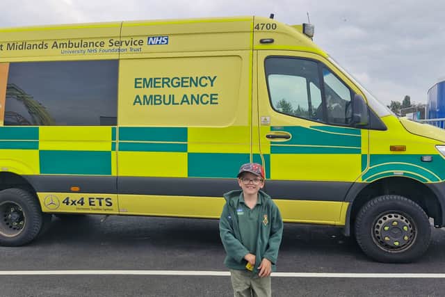 Finley-Jay in his ambulance uniform.