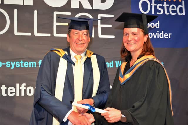 Receiving an HR management diploma from Telford College