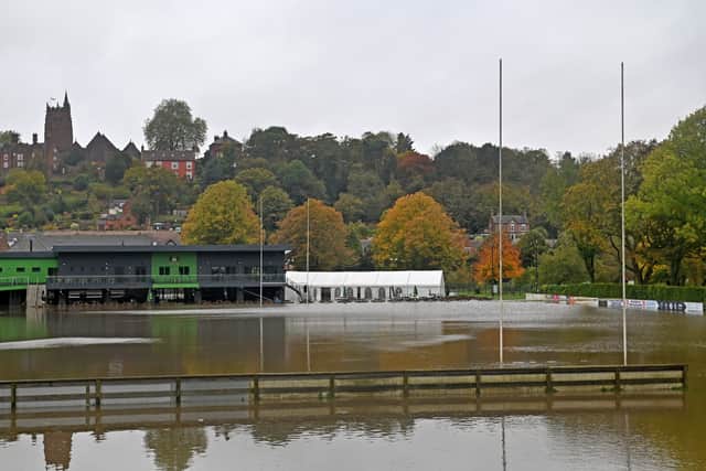 Flooding in Bridgnorth. Rugby club.