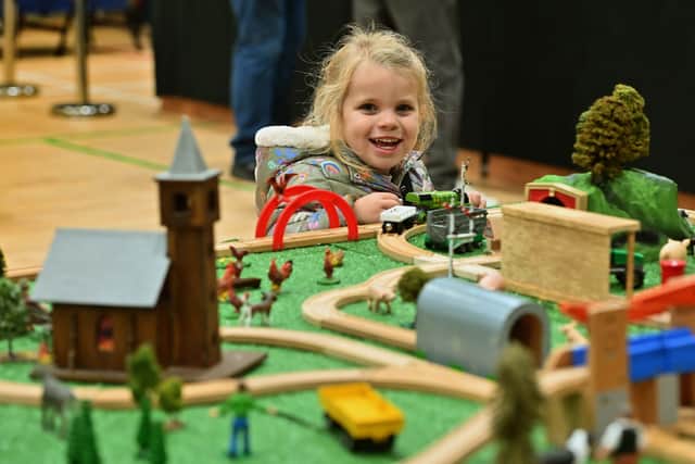 Hattie Cuff, 4, from Telford enjoys the wooden toy trains