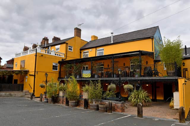 The pub is not hard to miss, with a very distinctive colour scheme