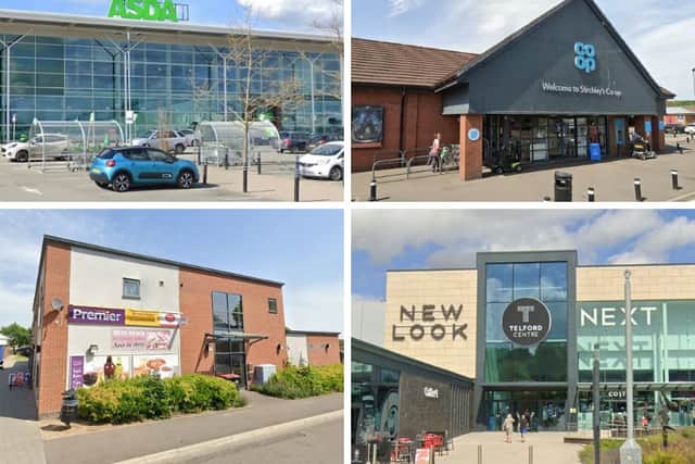 Shamine Cameron targeted stores across Telford. Photos: Google