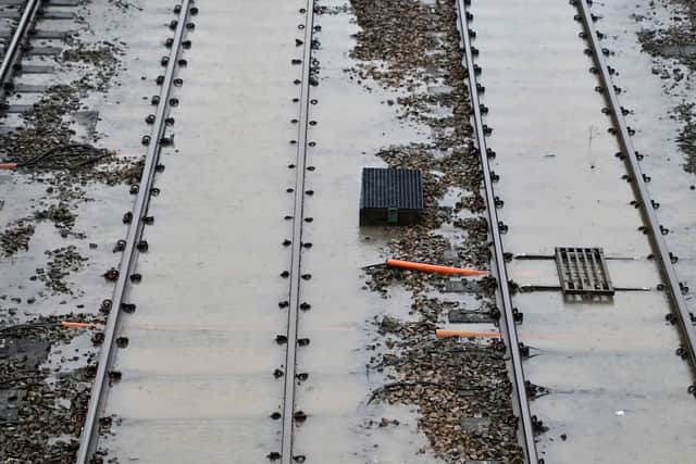Flooding on the tracks at Wellington station