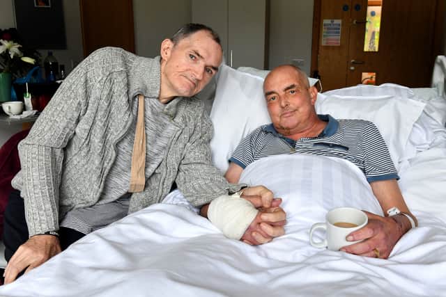 Best friends Michael Childs (left) and Paul Enever have ended up at Severn Hospice at the same time