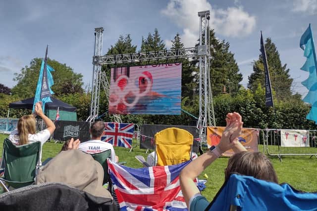 Bishop's Castle residents turned out to a big-screen event to cheer on Oliver Morgan on his Olympic debut. Picture: Gill Lucas.