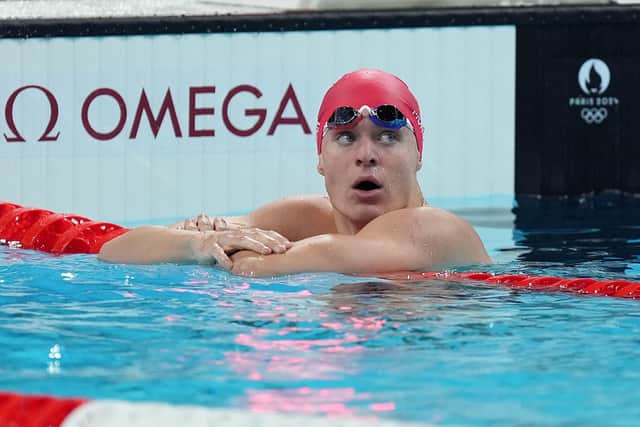 Oliver Morgan during the Men's 100M Backstroke at the Paris La Defense Arena. Picture: Martin Rickett/PA