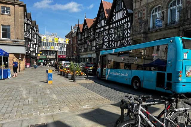 Traffic in Shrewsbury town centre on Friday