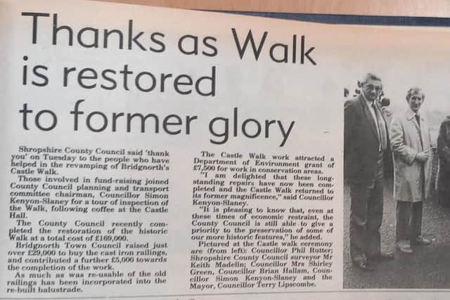 An article in the Bridgnorth Journal in 1983 and the unveiling of the new railings