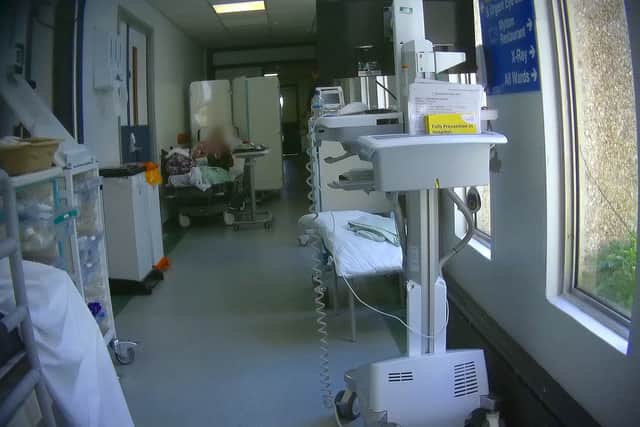 The makeshift ward set up on the X-ray corridor at the Emergency Department of the Royal Shrewsbury Hospital. Picture: Dispatches/Channel 4/PA Wire