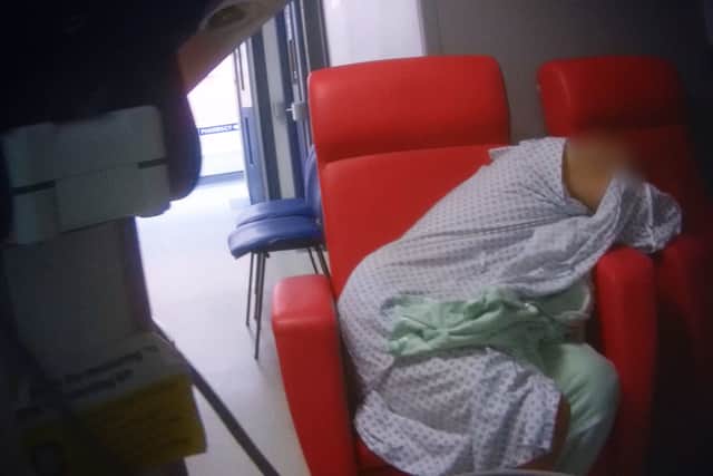 A sick patient waiting at the Emergency Department of the Royal Shrewsbury Hospital. Picture: Dispatches/Channel 4/PA Wire