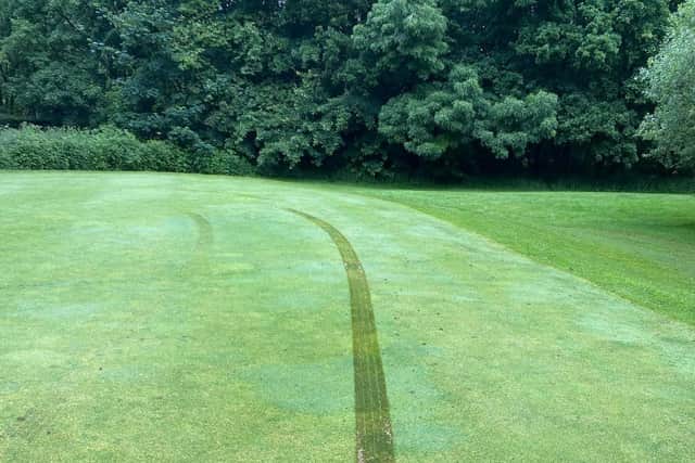 A group of travellers have set up camp at Meole Brace Golf Course, where parts of the course have been vandalised. Pictures: Meole Brace Golf Club