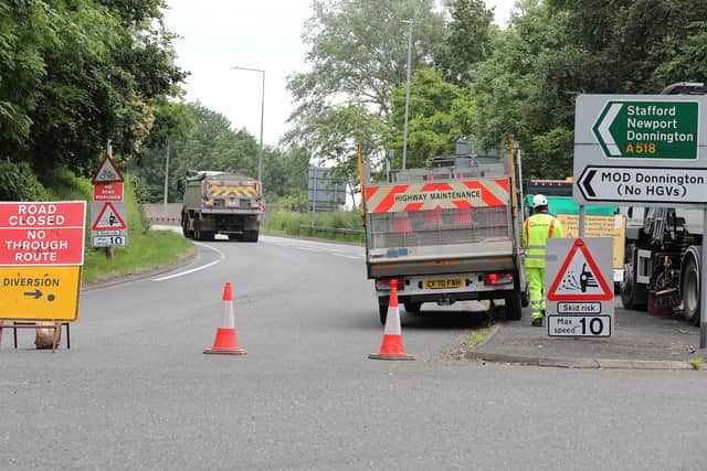 Roadworks on the A518 inTelford. Photo: Phil Blagg Photography