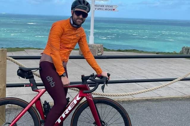 James Gibney, 36, will be riding all the way from Lands End to The Princess Royal Hospital in less than 24 hours this weekend to raise money for baby loss support charity, the Lily Mae Foundation