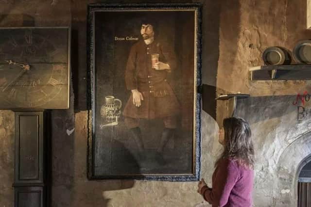 The conserved portrait of John Wilton in the servants' hall at Chirk Castle. Photo: National Trust Images/James Beck