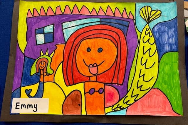 Some of the children's Romero Britto inspired works