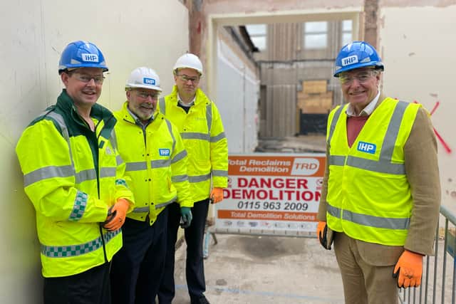 Dr Ed Rysdale, Gordon McCartin (IHP), Ralph Conoway (Gleeds), and Philip Dunne MP.
