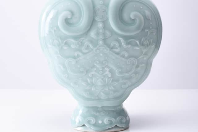 The Chinese carved celadon glazed Ruyi vase valued at up to £7,000.