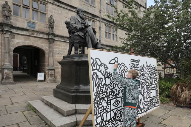 File photo of Joe Whale aka The Doodle Boy at Shrewsbury Town Library working on his masterpiece. Picture by Phil Blagg Photography.
PB128-2023