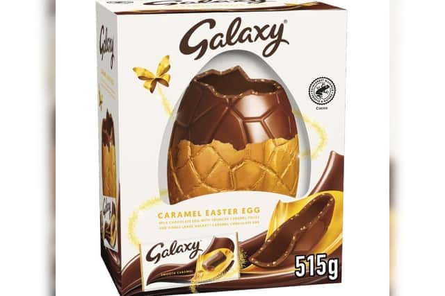 Galaxy Milk Chocolate Caramel Giant Easter Egg.