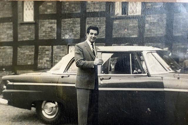 Singing star Frankie Vaughan outside the Red Lion, Myddle – he stayed there while performing at Shrewsbury.